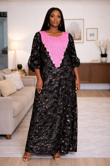 Bola Collection: Boubou Kaftan - Embroidered Elegance with Sparkling Stone Accents