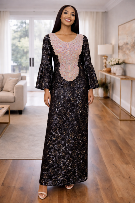 Bola Collection: Embroidered Splendor with Gleaming stone Accents