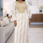 Bolu Collection: Mystical Melody Boubou Kaftan - Embroidered Elegance with Glistening Stones