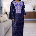Bolu Collection: Golden Gala Boubou Kaftan - Embellished Embroidery with Sparkling Stones