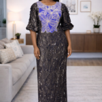 Bolu Collection: Harmony Haven Boubou Kaftan - Embroidered Opulence with Glittering Stones