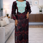 Bolu Collection: Sapphire Serenade Boubou Kaftan - Luxurious Embroidery with Dazzling Stones