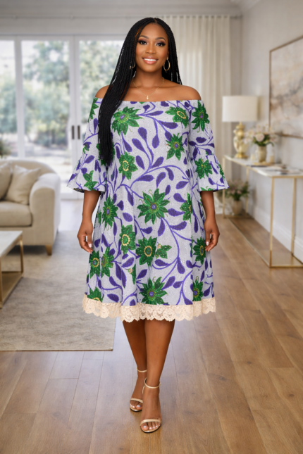 Ebun Collection: Opulent Oasis Stone-Embellished Dress