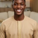Beige Short-Sleeve Kaftan Set
