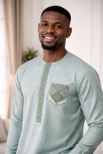 Light Green Embroidered Kaftan