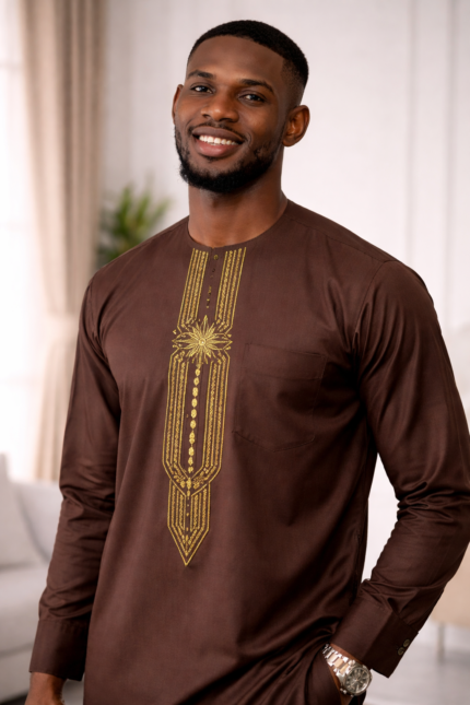Brown Embroidered Kaftan