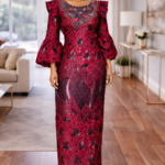 Ekene Collection: Radiant Reverie Kaftan - Embroidered Splendor with Gleaming Stones