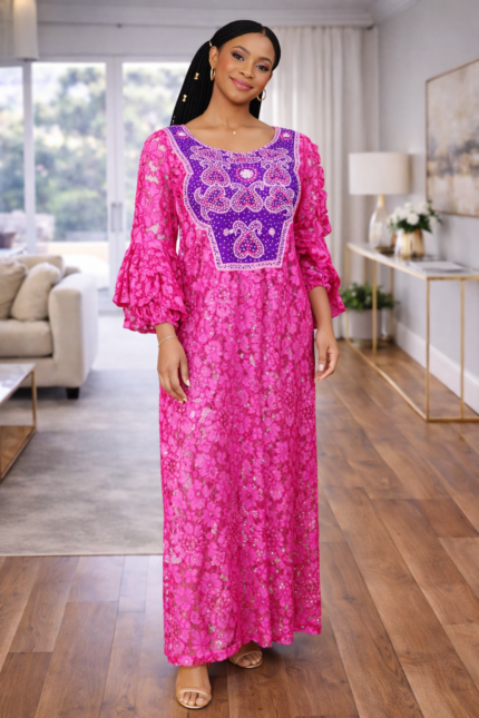 Ekene Collection: Mystic Moonrise Kaftan - Embroidered Opulence with Sparkling Stones