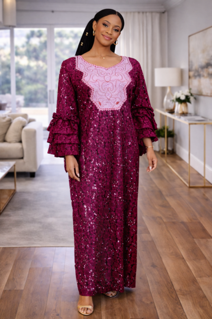 Ekene Collection: Golden Glow Kaftan - Embroidered Magnificence with Glistening Stones