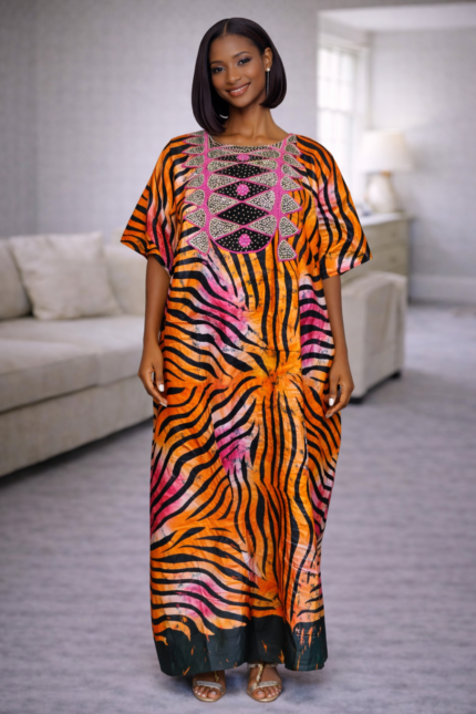 Ewa Collection: Moonlit Majesty Boubou Kaftan - Embellished Beauty with Radiant Stones