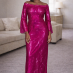 Ezinne Boubou Kaftan: Lace Embellished with a Stylishly Embroidered Neckline