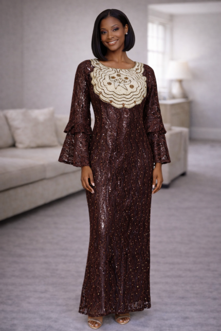 Ezinne Collection: : Embroidered Radiance with Radiant Rhinestone Detailing