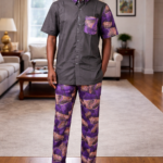 Dark Gray & Patterned Co-Ord Se