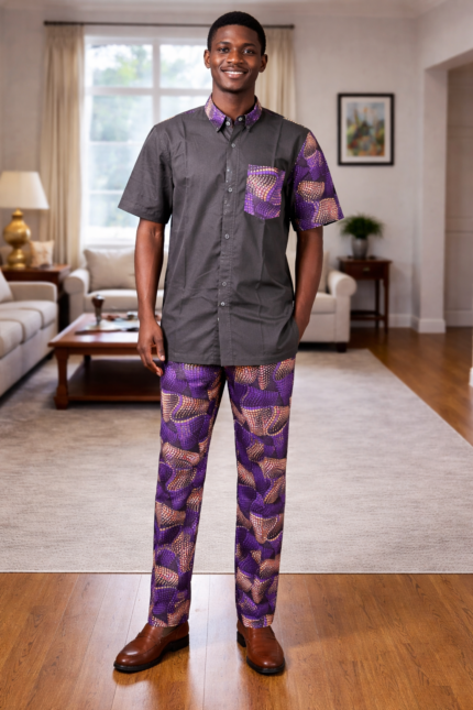 Dark Gray & Patterned Co-Ord Se