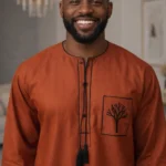 Rust Kaftan with Embroidered Detail