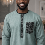 Light Green Shirt with Black Embroidery
