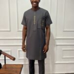 Dark Gray Embroidered Kaftan